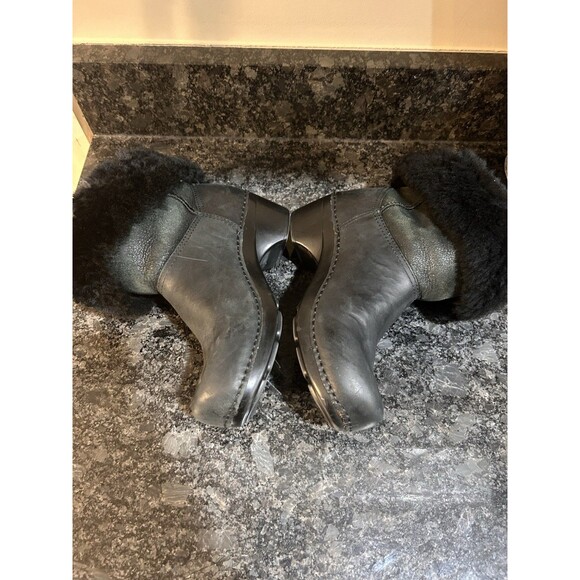 Dansko Stormy Black Leather Shearling Fleece Fur Lined Bootie EU 37 Convertible - Picture 4 of 7